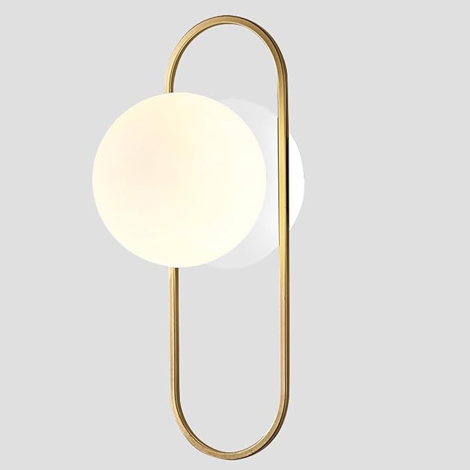 Mid Century Modern Gold Wall Sconces Small Milk Glass Globe Wall Sconce Vintage Bedroom Wall Lamps Bathroom Lighting Fixtures Over Mirror