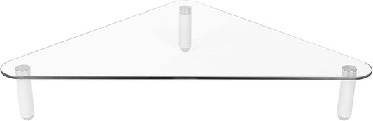 Kantek Glass Corner Monitor Riser, 19.7" x 11" x 3.25", Clear, Supports 40 lbs
