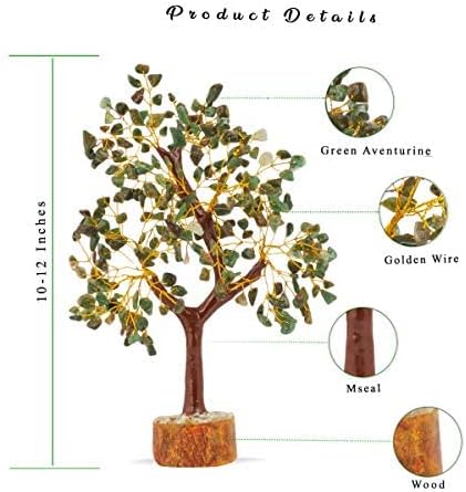 FASHIONZAADI Green Aventurine Crystal Tree, Crystals and Stones, Gem Tree, Healing Gemstones and Crystals Home Decor, Meditation Decor, Spiritual Gifts for Women, Good Luck Gift