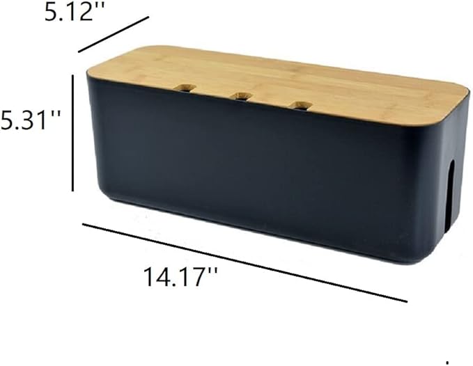 Cable Management Box| Power Stripe Organizer|Cord Organizer Box| Hide and Conceal Power Strips and Electrical Cords from TVs, Computers, and Desks| Keep Pets Safe (Black Large)