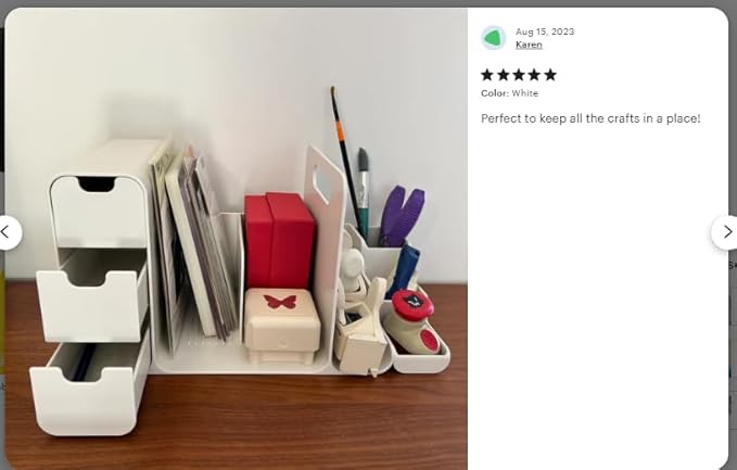 Desk Organizer with Drawers – White, 3-Drawer Storage Box for Office, Home, or School Desk – Compact, Lightweight, and Safe Design – 13.3" x 8.3" x 8.3"