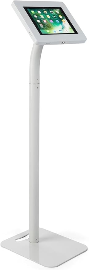 Displays2go Adjustable 10 Inch Tablet Stand for Floor or Countertop Placement – White (IPEVRFLWH2)