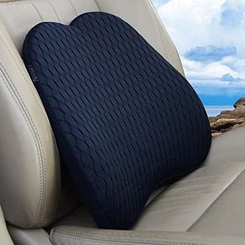 Memory Foam car Lumbar Support Pillow - Memory Foam Back Cushion - Used for car Seats, Office Chairs, recliners, Sofas, etc. (Black)