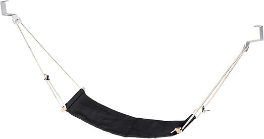PATIKIL Foot Hammock Under Desk, Adjustable Foot Rest Sling with Hooks Portable Desk Footrest for Airplane Travel Home Office, Black Style 1