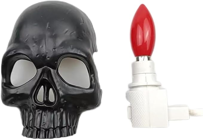 Ulalaza Human Skull Light New Halloween Handcrafted Skull Night Light for Home Room Decor Plug into Wall Decorative