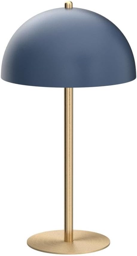 GLOBE Electric 52942 15" Blue Desk Lamp with Brass Accents, in-Line On/Off Rocker Switch, Ideal for Bedroom, Office Decor, Home Essentials, Reading Light, LED Bulb Compatible