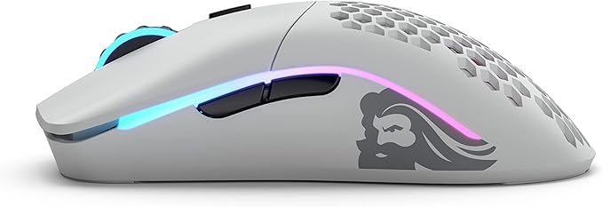 Glorious Model O- (Minus) Wireless Gaming Mouse - 65g Superlight Honeycomb Design, RGB, Ambidextrous, Lag Free 2.4GHz Wireless, Up to 71 Hours Battery - Matte White