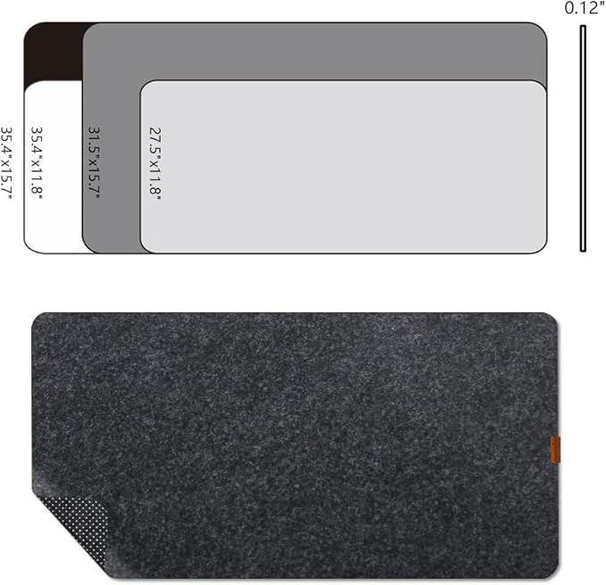 Bright Stone Felt Desk Mat,Non-Slip Mouse Pad,27.5"x11.8" Office Supplies Desk Protector, Desk Accessories for Home and Office (Light Gray)