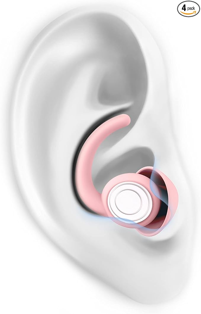 SUPCEAT Ear Plugs for Sleeping - Noise Reduction Soft Silicone Earplugs, 2 Pairs Reusable Hearing Protection Earplugs for Noise Sensitivity, Sleep,Snore,Travel, Sound Reduction Noise Cancelling - Pink