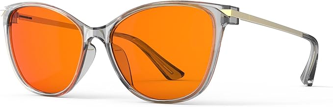 Bloomoak Cat-Eye Blue-Light Glasses | 99% Filter Amber Lens |Oversized frames Make you Look Younger| Sleep & Gaming