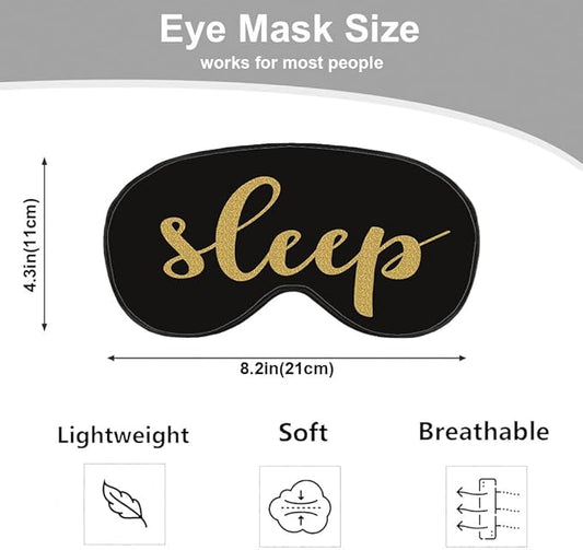 Sleep Quote Silk Eye Mask Sleep Mask Golden Black Eye Mask with Adjustable Strap Lightweight for Women Work Travel Night Sleep