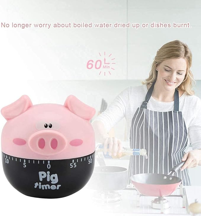 Cute Cartoon Pig Kitchen Timer,Mechanical Timers Counters,for Cooking Timing Tool Alarm Clock,Portable Alarm Clock Kitchen Cooking Tool()