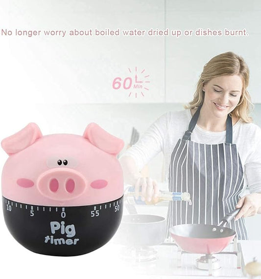 Cute Cartoon Pig Kitchen Timer,Mechanical Timers Counters,for Cooking Timing Tool Alarm Clock,Portable Alarm Clock Kitchen Cooking Tool()