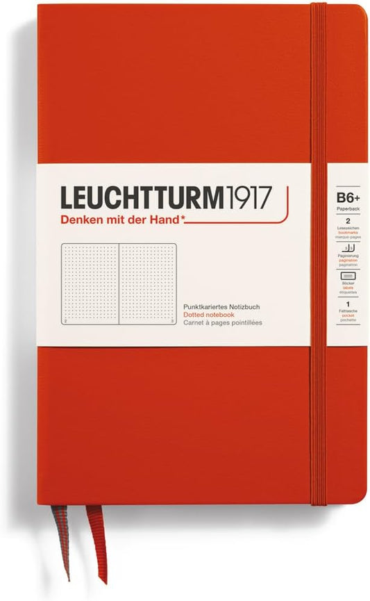LEUCHTTURM1917 - Notebook Hardcover Paperback B6+ - 219 Numbered Pages for Writing and Journaling (Fox Red, Dotted)
