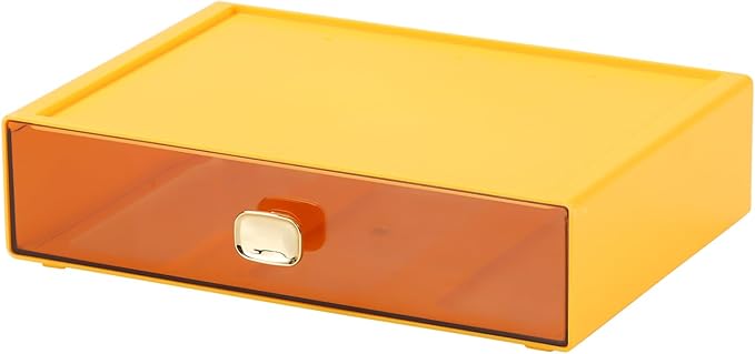 Spacious Desktop Storage Box, 1 Large Storage Drawer, Stackable Office Desk Drawer Organizer and Accessories, Printer Paper Organizer, Yellow Plastic Drawers for Workspace & Home