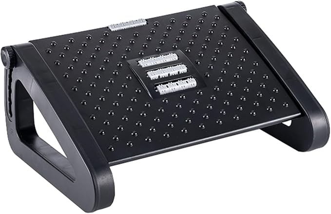 Foot Rest for Under Desk at Work,Ergonomic 6-Height Adjustable Footstool，Under Desk Footrest with Foot Massage Roller,Chair Footstool for Leg (Black)