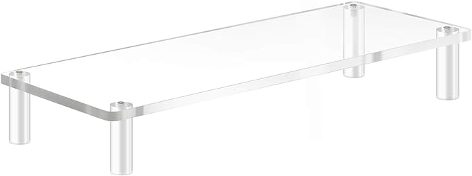 YestBuy 20x7.5 Acrylic Monitor Stand Riser, Clear Computer Stand for Laptop, iMac, Pc, Printer, Desktop Ergonomic,Desk Riser Work from Home Accessories Office Supplies Platform Save Space