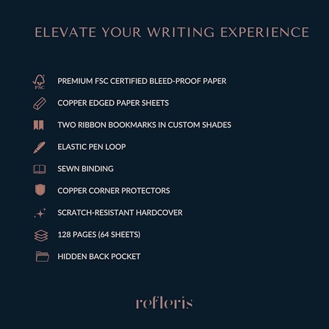 A5 Dot Grid Journal – Ivory Paper Bullet Notebook with Peony Hardcover, Copper Edges, Pen Loop, 2 Ribbon Bookmarks, Inner Pocket – Elegant Floral Stationery for Journaling (Peony Whispers)