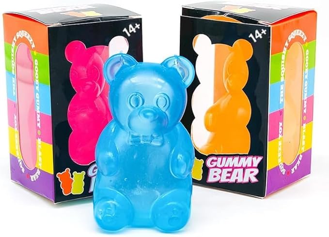 Stress Bear Squishy Ball, Gummy Bear Toy, Sugar Filled Squishy Toys for Kids Stress Relief - High Density Squeeze Balls for Students Calming - Ultra-Soft Decompression Venting Toys