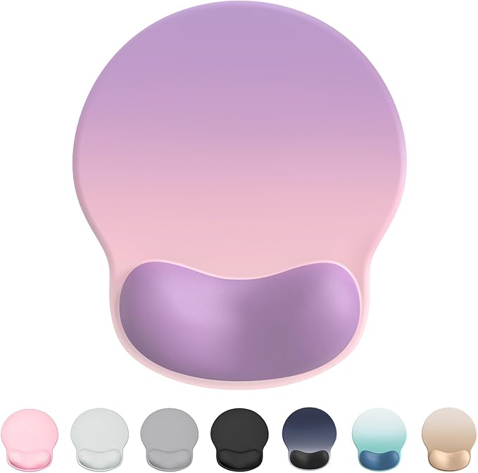 Ergonomic Mouse Pad Wrist Support, Comfortable Mouse Pad Wrist Rest, Relieve Wrist Pain Gel Mouse pad, Non-Slip Rubber Base Mousepad for Laptop, Computer (Gradient Pink Purple)