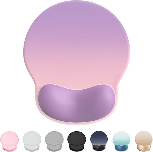 Ergonomic Mouse Pad Wrist Support, Comfortable Mouse Pad Wrist Rest, Relieve Wrist Pain Gel Mouse pad, Non-Slip Rubber Base Mousepad for Laptop, Computer (Gradient Pink Purple)