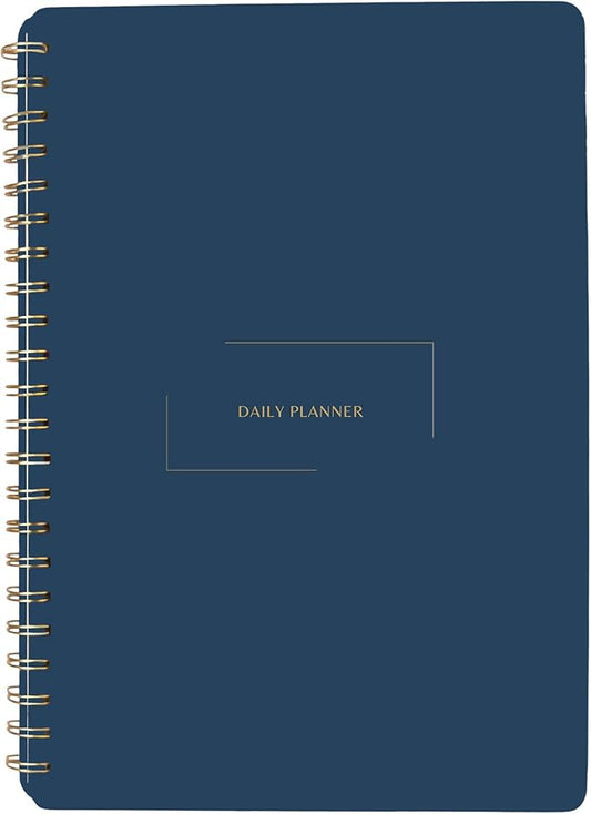 Undated Daily Planner | 8.25” x 11.75” To Do List Notebook | Work Productivity ADHD Organizer | Men and Women Planner | College Supplies | Navy | Portrait Layout