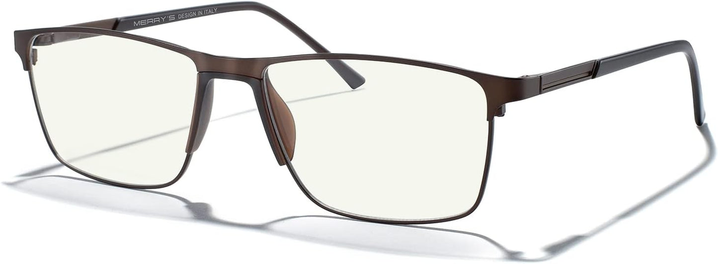 MERRY'S Fashion Blue Light Blocking Glasses - Reading Glasses Metal Frame Spring Hinge Readers for Men Eyeglasses