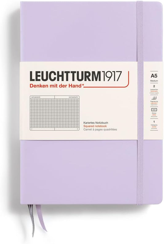 LEUCHTTURM1917 - Notebook Hardcover Medium A5-251 Numbered Pages for Writing and Journaling (Lilac, Squared)