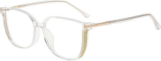 GUDVUE Oversized Blue Light Glasses, Computer Reading/Gaming/Phones Glasses, Anti Glare/UV400/Eye Strain, Large Square Frame