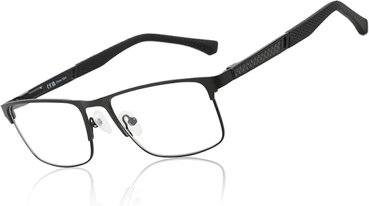 ZENOTTIC Reading Glasses Men: Blue Light Glasses Metal Square Frame - Computer Readers Nose Pads - Spring Hinge Eyeglasses