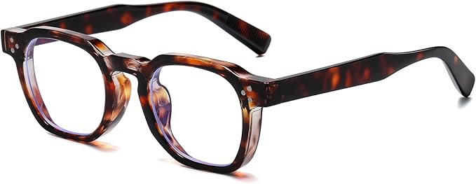 AIEYEZO Retro Blue Light Glasses for Men Women Square Thick Framed Eyeglasses Trendy Vintage Computer Glasses