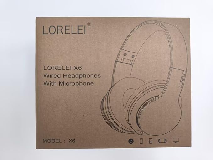 LORELEI X6 Over-Ear Headphones with Microphone, Lightweight Foldable & Portable Stereo Bass Headphones with 1.45M No-Tangle, Wired Headphones for Smartphone Tablet MP3 / 4 (Pearl Pink)