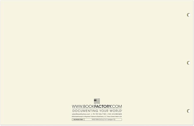 BookFactory Ledger Sheets/Large 10 Column Accounting Ledger Columnar (Ten Columns) Loose Leaf Paper - 17'' x 11'', 50 Pages, Loose Leaf, 3 Hole Punched (SHEET-050-CLCLL(17x11-Ledger-10)-AX)