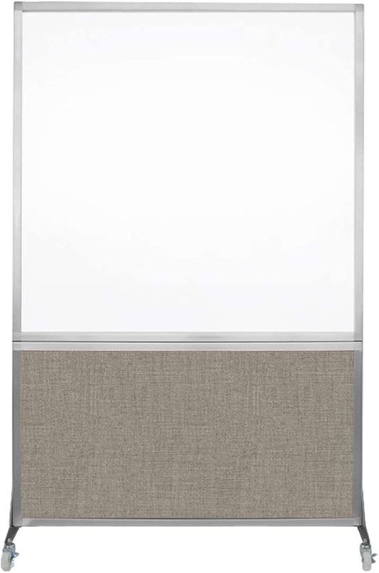 DivideWrite Mobile Whiteboard | Double Sided Dry Erase Board | Portable Office Cubicle Partition | Display for Classrooms, Conference Rooms, Meeting Areas and More | Warm Pebble 4' Wide x 6' Tall