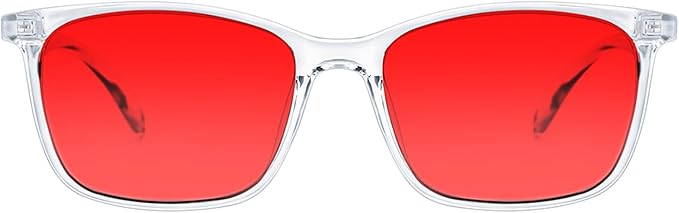 TIJN Sleep Glasses for 99.9% Blue Green Light Blocking for Women Men Dual AR Coating Red Lens for Computer Gaming, TR90