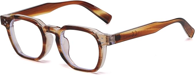 AIEYEZO Retro Blue Light Glasses for Men Women Square Thick Framed Eyeglasses Trendy Vintage Computer Glasses