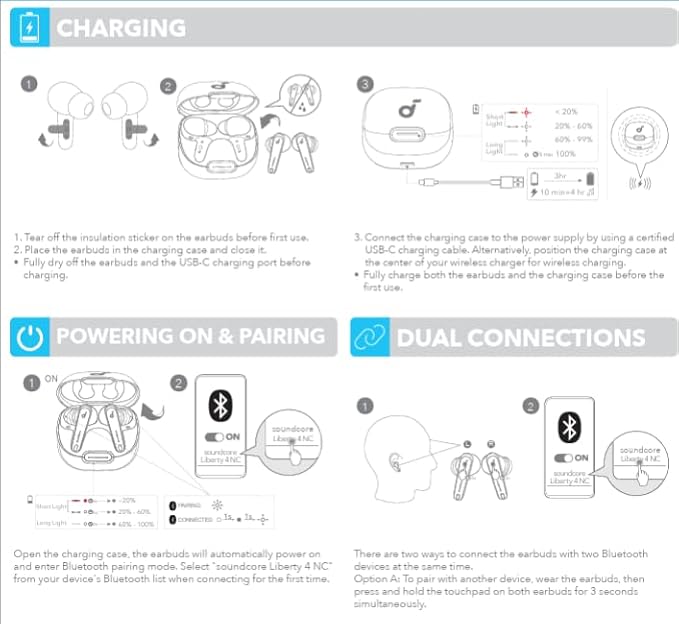 Soundcore by Anker Liberty 4 NC Noise Cancelling Earbuds, 98.5% Noise Reduction, Adaptive Noise Cancelling to Ears and Environment, Hi-Res Sound, 50H Battery, Wireless Charging, Bluetooth 5.3