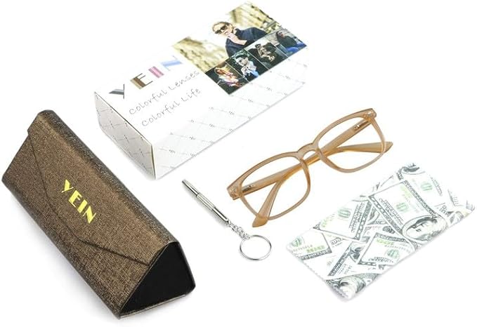 YEIN Bifocal Reading Glasses with Blue Light Blocking Lenses, Bifocal Reader for Women and Men, Vintage Square frame with Spring Hinge (+0.50/+2.25 magnification)