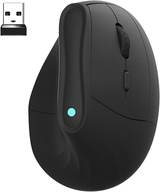 Wireless Ergonomic Vertical Mouse: Rechargeable Computer Mice with 2.4G BT Mode Connect,Carpal Tunnel Mouse for Right Hand,Compatible with Windows MAC OS