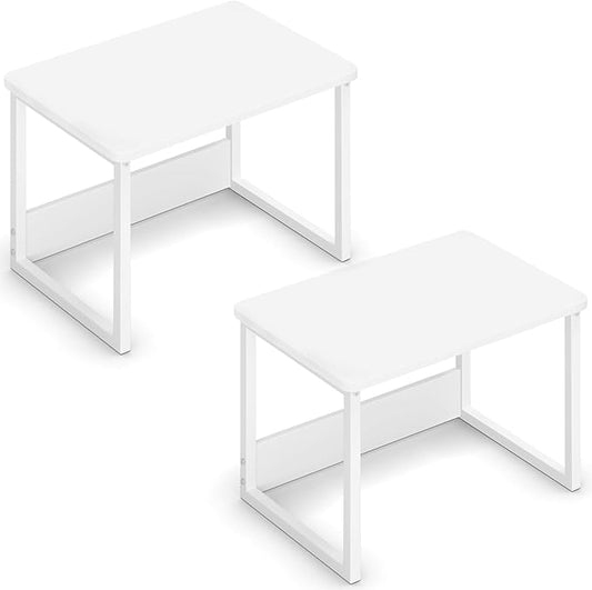MARTY Desktop Printer Stand 2 Pack Printer Stand with Storage for Desk, Shelf Organzier for Home/Office Printer Riser Under Desk Small Table for Printer Fax Machine Scanner(White)