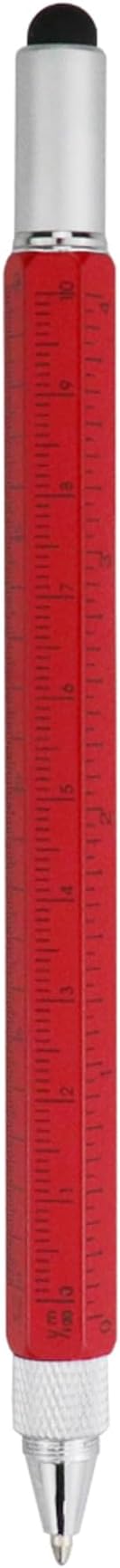 HeTaoCat Gifts Multi Tech Tool - 6 in 1 Stylus Pen with Screwdriver, Ruler, Level Gauge, Ballpoint Pen (Black Ink, Red)