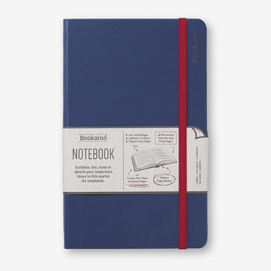 IF Bookaroo Notebook A5, Journal - Navy, Classic Ruled Notebook, Hard Cover with Soft PU, (A5) 21.5 x 13.5cm, 192 Pages