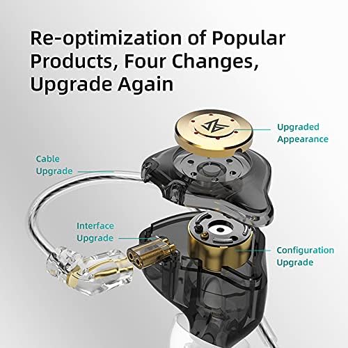 KZ EDX PRO in-Ear Headphone IEMs Stereo Bass Earbuds Wired 3.5mm Plug & 2pin Detachable Cable, Noise Isolating in-Ear Earphones with Microphone for Musician, Singer, Guitarist, Church (White with Mic)