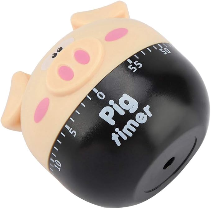 Cute Cartoon Pig Kitchen Timer Mechanical Timers Counters for Cooking Timing Tool Alarm Clock Portable Alarm Clock Kitchen Cooking Tool(Khaki)