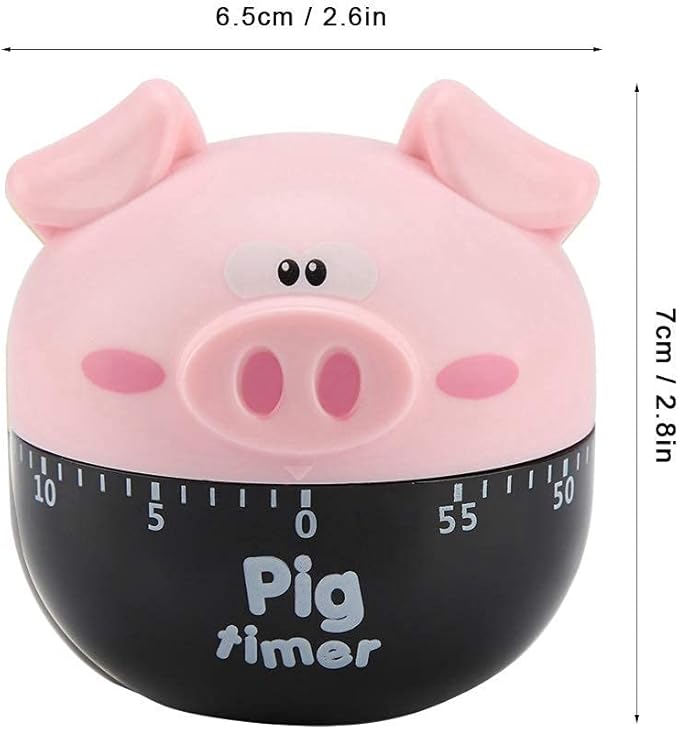 Cute Cartoon Pig Kitchen Timer,Mechanical Timers Counters,for Cooking Timing Tool Alarm Clock,Portable Alarm Clock Kitchen Cooking Tool()