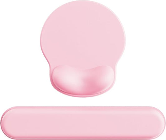 Ergonomic Mouse Pad Wrist Support Set, Memory Foam Keyboard Wrist Rest Set, Relieve Wrist Pain Keyboard Pad, Non-Slip Base Mousepad(Pink Set)