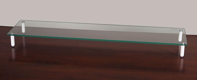 Kantek Extra-Wide Glass Monitor Riser with 8mm Tempered Glass Platform and 60-Pound Capacity, Clear Glass (MS380), 3.3" x 39.4" x 10.2"