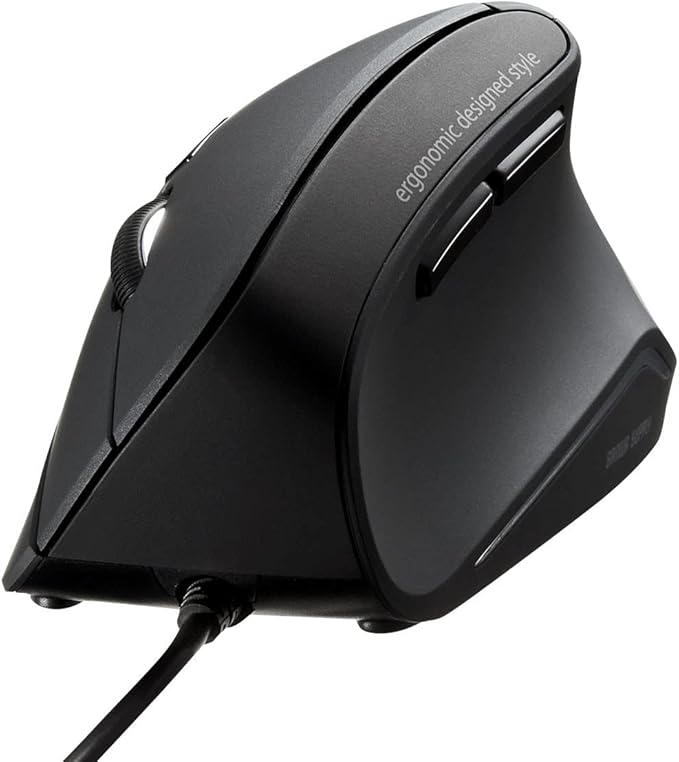 SANWA Wired Ergonomic Mouse, Silent Click, Vertical Computer Mice, 3 Programmable Buttons, Optical Ergo Mouse, Reduce Wrist Strain, 1000/1600 DPI, Compatible wtih Mac, Windows, Laptop, PC