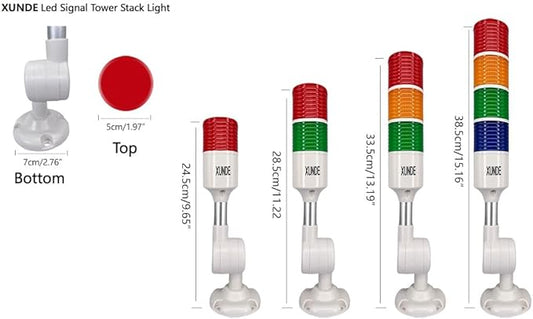 Multi-Layer Industrial Signal Lights 4 Colors Alarm, Sound and Light Alarms, 24V DC (4-Layer)
