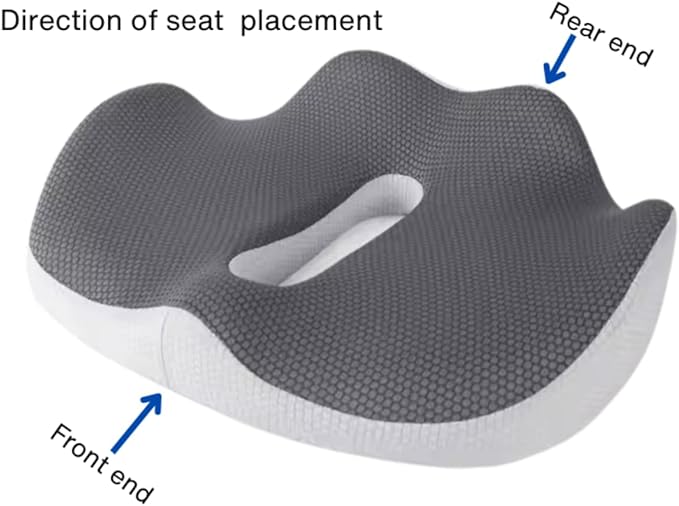 Ergonomic Seat Cushion for Office Chair - Memory Foam Coccyx Cushion for Tailbone, Sciatica & Back Pain Relief - Breathable Washable Cover, Non-Slip Base for Home, Office, Car, and Travel